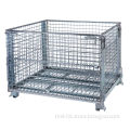 Industrial heavy duty metal storage welded wire foldable basket